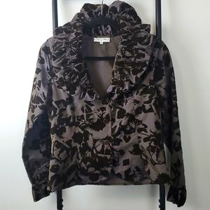 Anne Fontaine Shai Floral Brown Jacket Velvet Women Size 2